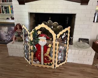 Christmas fireplace screen by Debra Jordan Ryan