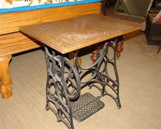 New Home sewing machine cast iron base with wood top