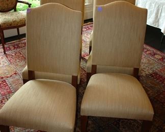 Eight Ethan Allen upholstered dining chairs