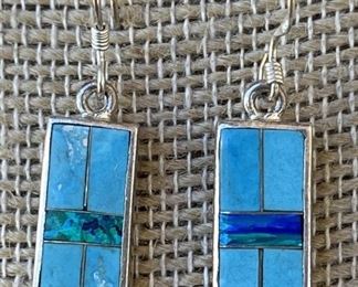 Hallmarked LA Sterling Silver & Inlaid Turquoise