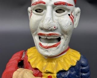 Antique Cast Iron Clown Bank with Mechanical Hand
