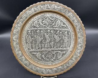 Vintage Repoussé Wall Plate of Tinned Copper