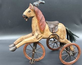 Reproduction of Antique Wooden Horse Ride on Toy