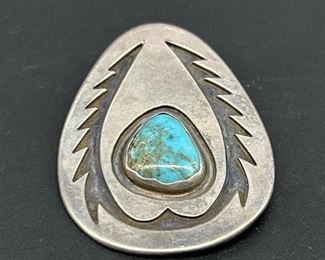 925 Silver & Turquoise Brooch, 
 Tl Weight 19.15g