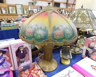 Antique reverse painted lamp