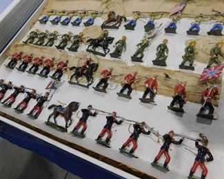 Antique Heyde Lead toy soldier play set 1800s