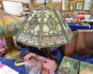 Slag glass antique lamp
