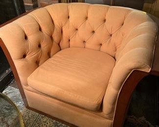 One of A Pair of Chesterfield Chairs Wool Fabric Marden