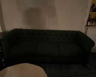 Marden Chesterfield Green Wool Sofa One of three pIeces