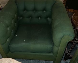One of three pieces Two Chesterfield Chairs One Sofa all sold individually Wool Fabric