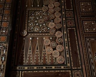 Antique Game Table Backgammon & More