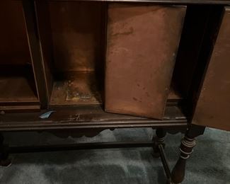 Antiques Copper Lined Footed Humidor Cabinet from Scholle's of Chicago 