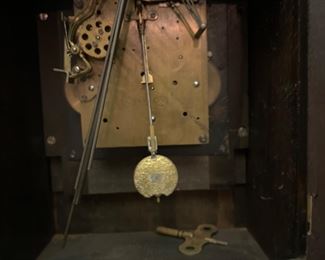Wooden Cased Key Wind Mantel Clock