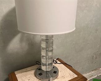 One of A Pair of Contemporary Lucite Lamps