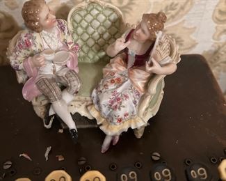 Porcelain Figurine Couple on Bench Meissen