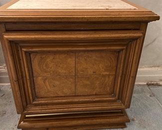 One of a Pair of End Tables with Fossil Panels