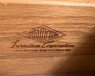Dresser Label United Furniture Corporation Lexington North Carolina