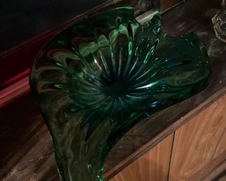 Large Green Glass Leaf