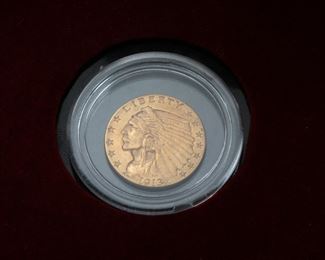1913 US Gold Indian Head Quarter Eagle 2 1/2 Dollar Coin	331327