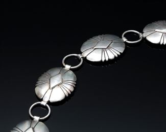 Navajo John La Ron Bedonie Sr. Sterling Silver  Concho Belt Native American JB SR Bedoni	425012	42in Long Concho:34x39mm