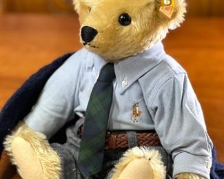1990 Vintage Steiff Ralph Lauren Polo Bear The Preppy Bear	244007	14x9x5.5in