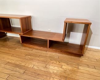 2pc Vintage Danish Modern Teak Expandable Bookcase Low Shelf Unit MCM Mid-century Modern 	418063	29x77-117x17.5in