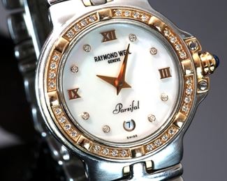Raymond Weil Parsifal 9990 Ladies Watch Diamond Bezel MOP Dial 2 Tone 18k Gold & Stainless Steel 	331397