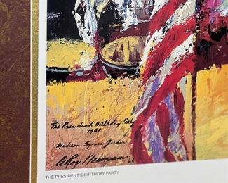 Signed LeRoy Neiman The President's Birthday Litho John F. Kennedy and Marilyn Monroe Framed Art Lithograph 	1186015	Frame: 36x33in