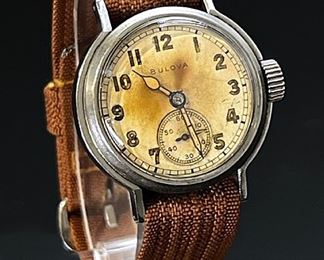 WWII BULOVA Official Military Issue Watch ORD. DEPT. U.S.A. US Ordnance Department White Dial Sub Second 10Ak 15 Jewels 	118022	Case: 35mm W with crown x <BR>Lug-to-Lug: 36mm<BR>Crystal:  326m
