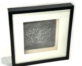 Anatole Krasnyansky Song of Scaramouches Aluminum Hammered Relief in Shadow Box Frame	418036	16x16x2.25