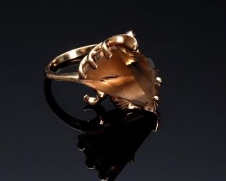 10k Gold Samuel Aaron / J.M. Fox Modernist Smoky Topaz Ring Size 6.5	331385