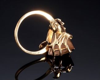 10k Gold Samuel Aaron / J.M. Fox Modernist Smoky Topaz Ring Size 6.5	331385