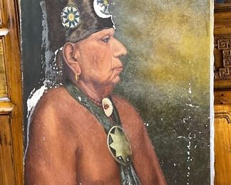 Antique Original Art 1930 M. Bozarth Painting Chief Bacon Rind Osage Native American Art	244002	30x24.25in