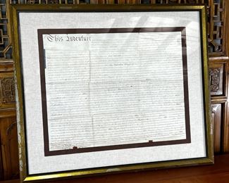 Antique 1700s Framed Indenture Documents Agreement #1	1186013	Frame: 34.785x40.5in