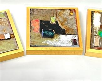 Lot of 3 Mixed Media Framed Art by Hollack	418022	18x18x3.5