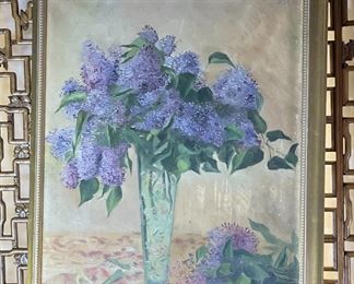 1897 Original Art H. LECAT Floral Bouquet Painting	777730	Frame: 24.25x20.75in<BR>Image: 21.5x18in