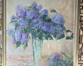 1897 Original Art H. LECAT Floral Bouquet Painting	777730	Frame: 24.25x20.75in<BR>Image: 21.5x18in