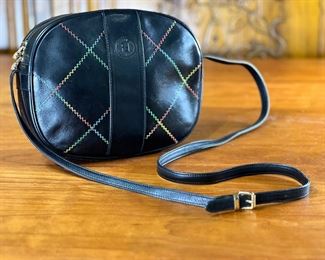 Fendi Roma Italy Bag Rainbow Stitch Purse Authentic Leather Embroidered Crossbody Zip Top	244014	8x10x3in