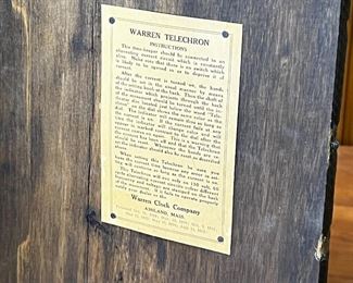 1920s Warren Telechron 201 Wood Case Wall Clock Factory Clock	1186009	19.25x19x 5in 