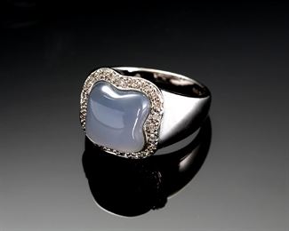 14k White Gold Chalcedony & Diamond Ring Size: 7	331379