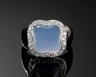 14k White Gold Chalcedony & Diamond Ring Size: 7	331379