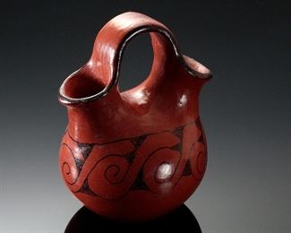 Mable Sunn Maricopa Redware Pottery Wedding Vase Double Spout Vessel Native American M	425031	7.25in H x 5in Diamter at widest 