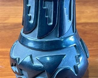 Reycita Cosen Blackware Longneck Vase Santa Clara Pottery 2-11-81 Native American Pottery	425032	7.5in H x 3.5in Diameter at top 