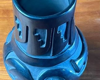 Reycita Cosen Blackware Longneck Vase Santa Clara Pottery 2-11-81 Native American Pottery	425032	7.5in H x 3.5in Diameter at top 