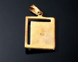 14k Gold Diamond Cut Squire Virgin Mary Pendant Madonna 	331371