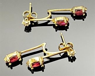 14k Gold Diamond & Purple Ganet Earrings 	244039	28x3.5x13mm