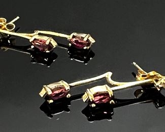 14k Gold Diamond & Purple Ganet Earrings 	244039	28x3.5x13mm