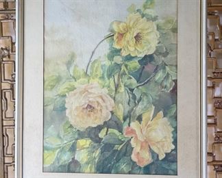 Original Art M. Sikes Floral Watercolor Painting	777705	Frame: 26.75x20.75in <BR>Image:19.75x14.75in