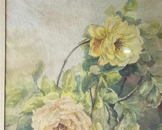 Original Art M. Sikes Floral Watercolor Painting	777705	Frame: 26.75x20.75in <BR>Image:19.75x14.75in