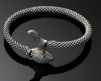 Italy Sterling Silver Snake Bracelet Cuff Coil 	331408